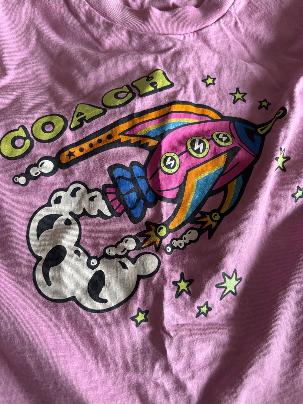 Coach Pink Crop Top Short Sleeve Rocket Tee - Picture 3 of 5